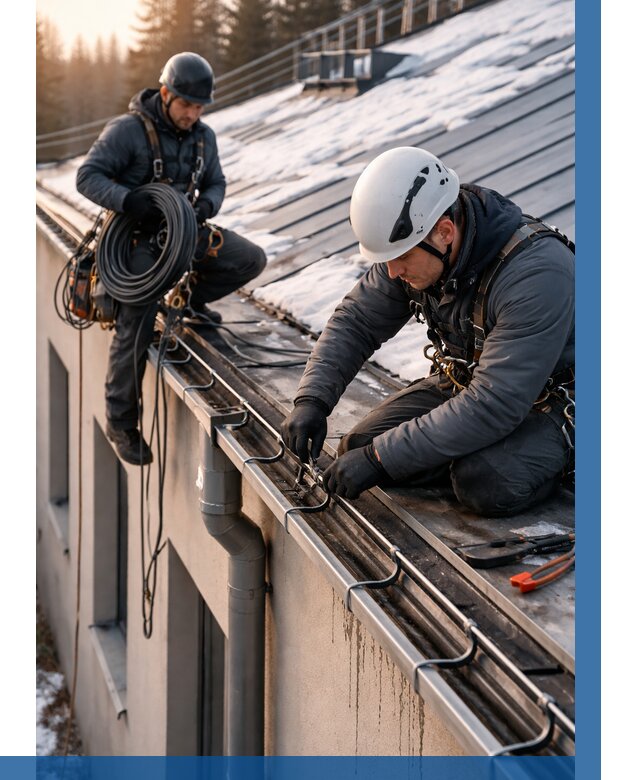 Монтаж греющего кабеля на кровле в Магнитогорске от 466 р. | ВЫСОТНИК-Мгн