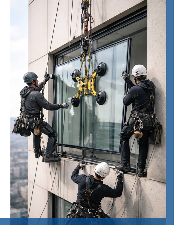 Монтаж стеклопакетов на высоте в Магнитогорске от 3310 р. | ВЫСОТНИК-Мгн