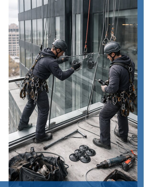 Монтаж стеклянных ограждений в Магнитогорске от 2586 р. | ВЫСОТНИК-Мгн