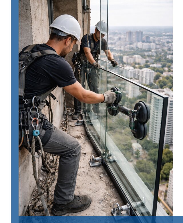 Монтаж стеклянных ограждений под ключ с гарантией в Магнитогорске