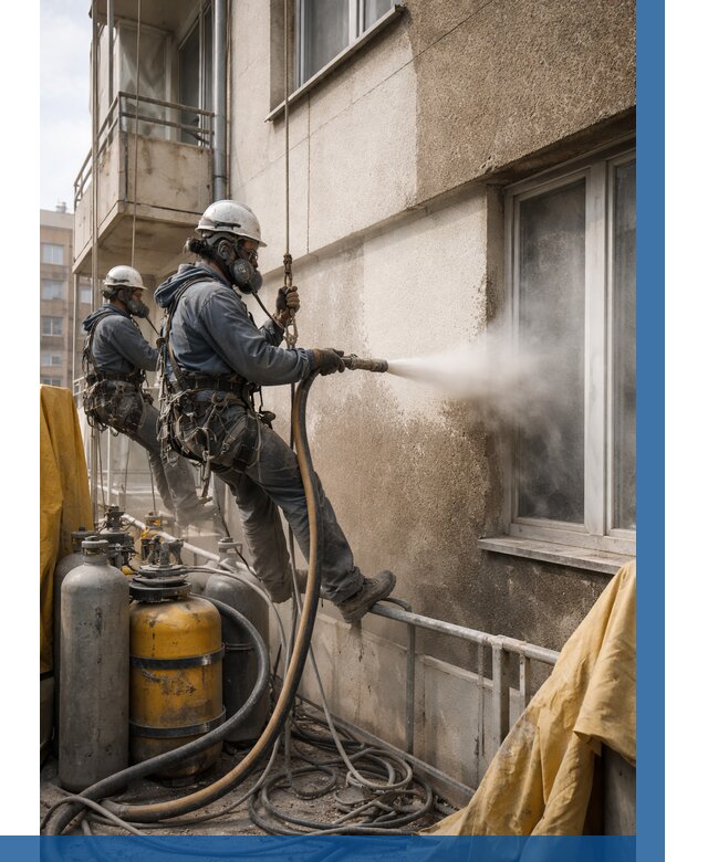 Пескоструйная очистка фасада в Магнитогорске от 672 р. | ВЫСОТНИК-Мгн