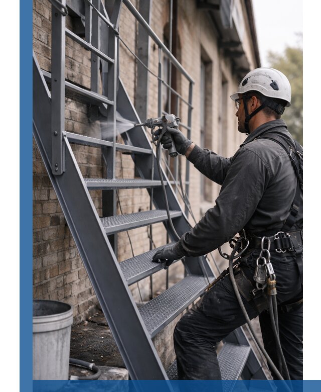 Покраска и антикоррозионная защита пожарных лестниц в Магнитогорске