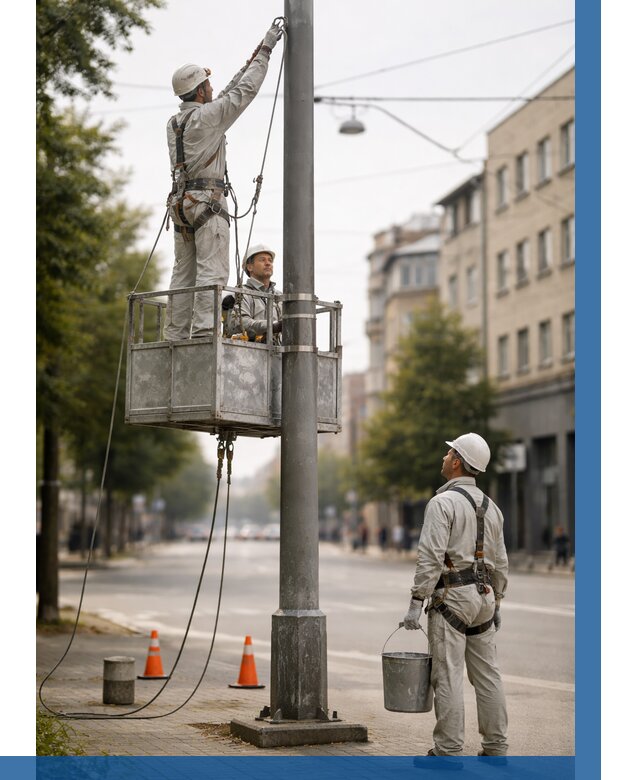Покраска опор освещения в Магнитогорске от 5173 р. | ВЫСОТНИК-Мгн