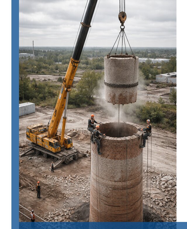 Демонтаж дымовой трубы в Магнитогорске с гарантиями безопасности