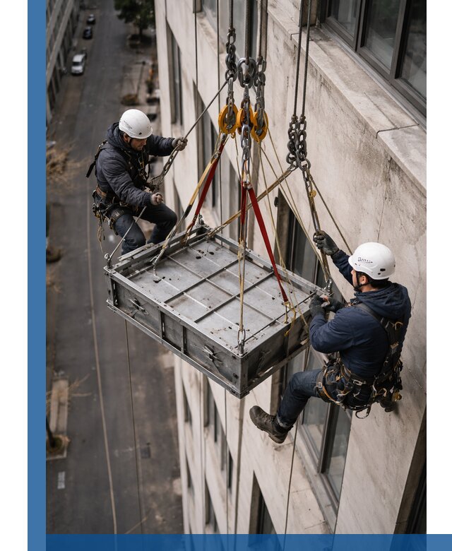 Спуск и подъем грузов по фасаду в Магнитогорске для зданий