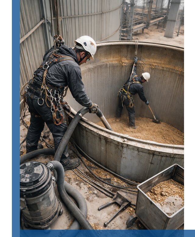 Профессиональная чистка зерновых бункеров в Магнитогорске с выездом