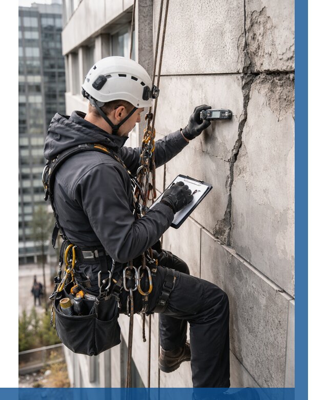 Обследование фасада альпинистами в Магнитогорске от 124 р. | ВЫСОТНИК-Мгн