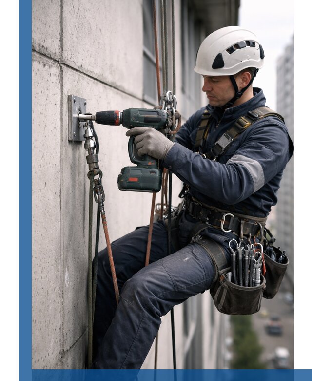 Установка анкерных точек для высотных работ в Магнитогорске